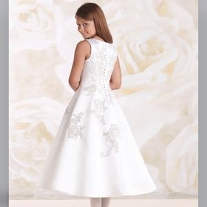 Satin appliqué circle dress